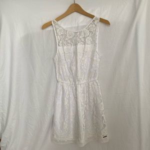 Abercrombie & Fitch Cream Floral Lace V Back Dress